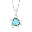 Larimar Turtle Pendant Necklace in Sterling Silver