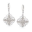 .25 ct. t.w. Diamond Floral Openwork Drop Earrings in Sterling Silver 