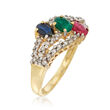 C. 1980 Vintage 1.15 ct. t.w. Multi-Stone and .40 ct. t.w. Diamond Ring in 14kt Yellow Gold