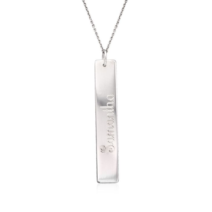 Sterling Silver Elongated Name ID Tag Necklace