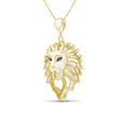 18kt Yellow Gold Over Sterling Silver Lion Head Pendant Necklace with Multicolored Diamond Accents