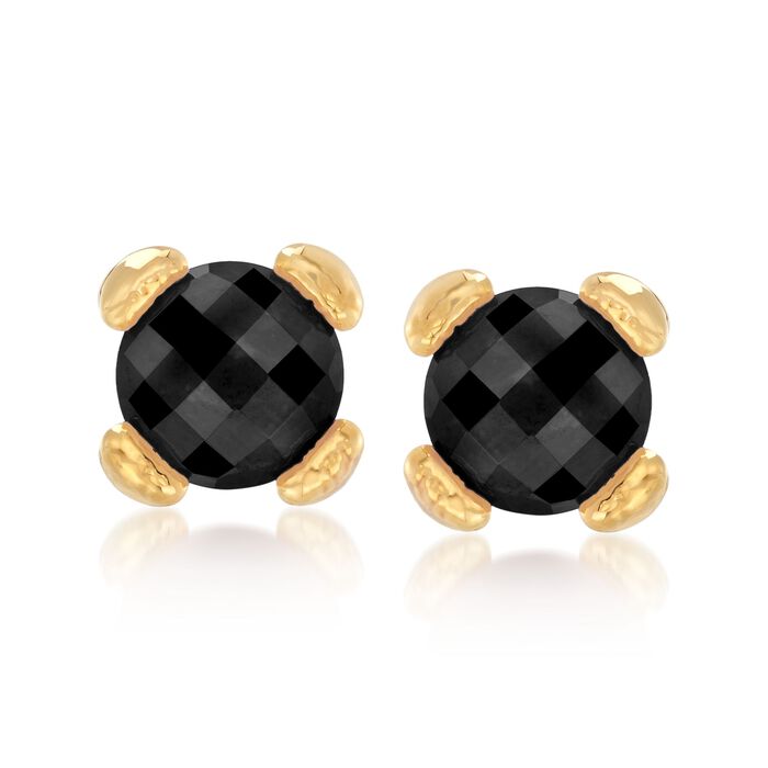 Italian Andiamo Black Onyx Earrings in 14kt Gold