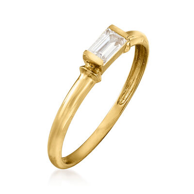 .30 Carat Baguette CZ Solitaire Ring in 14kt Yellow Gold