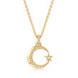 Swarovski Crystal &quot;Crescent and Star&quot; Crystal Necklace in Gold-Plated Metal