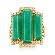 10.00 ct. t.w. Emerald and .80 ct. t.w. White Topaz Ring in 18kt Gold Over Sterling