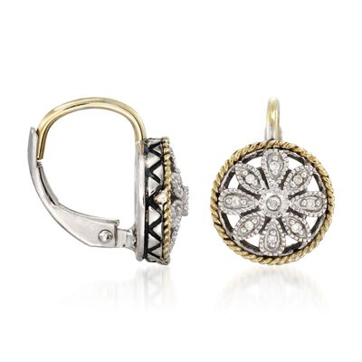 Andrea Candela Two-Tone Round Floral Earrings with Diamond Accents