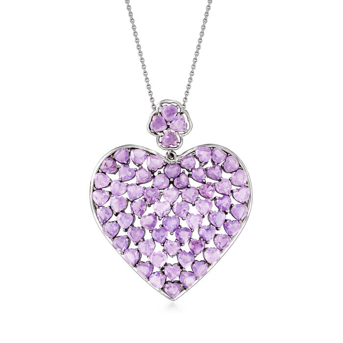 17.00 ct. t.w. Amethyst Heart Pendant Necklace in Sterling Silver