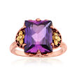 C. 1940 Vintage 6.85 Carat Purple Synthetic Sapphire in 10kt Rose Gold