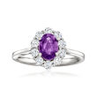 1.00 Carat Amethyst Ring with .50 ct. t.w. Diamonds in 14kt White Gold