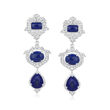 Lapis and .80 ct. t.w. White Topaz Drop Earrings in Sterling Silver