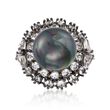 5.40 ct. t.w. White Topaz Halo Ring with Interchangeable Shell Pearls in Sterling Silver