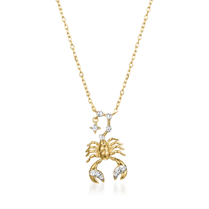 Diamond-Accented Zodiac Symbol Necklace in 18kt Gold Over Sterling