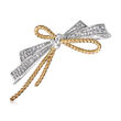 .75 ct. t.w. CZ Ribbon Bow Pin in Sterling Silver and 18kt Gold Over Sterling