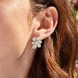 1.50 ct. t.w. Diamond Flower Earrings in 14kt Yellow Gold