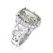 3.00 Carat Prasiolite and .60 ct. t.w. White Topaz Floral Ring in Sterling Silver