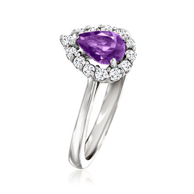 .80 Carat Amethyst Ring with .26 ct. t.w. Diamonds in 14kt White Gold