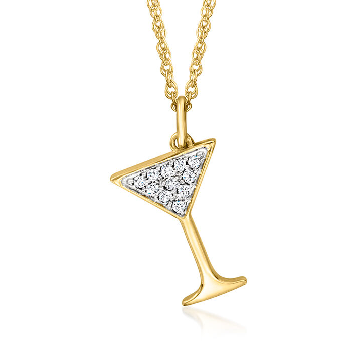 .10 ct. t.w. Diamond Martini Pendant Necklace in 18kt Gold Over Sterling