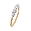 ALOR &quot;Classique&quot; .11 ct. t.w. Diamond Yellow Cable Ring With 18kt White Gold