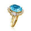 C. 1980 Vintage 9.00 Carat Sky Blue Topaz Ring with 1.35 ct. t.w. Diamonds in 14kt Yellow Gold