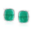Rectangular Cabochon Green Chalcedony Earrings in Sterling Silver