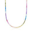 20.00 ct. t.w. Simulated Multicolored Sapphire Tennis Necklace in Sterling Silver