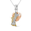 .33 ct. t.w. Diamond Dog Charm Necklace in Tri-Colored Sterling Silver