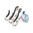 1.10 Carat Blue Topaz and .41 ct. t.w. Multi-Stone Spiral Ring in Sterling Silver