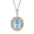 23.98 ct. t.w. Swiss Blue Topaz and 1.20 ct. t.w. Diamond Pendant Necklace in 14kt Rose Gold