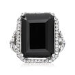 Onyx and .90 ct. t.w. White Topaz Ring in Sterling Silver