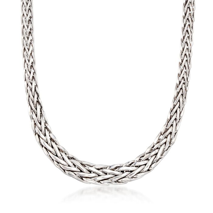 Sterling Silver Graduated Wheat Link Necklace