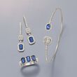 .60 Carat Sapphire and 1.03 ct. t.w. Diamond Cuff Bracelet in 18kt White Gold