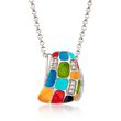 Belle Etoile &quot;Mosaica&quot; Multicolored Enamel and .20 ct. t.w. CZ Pendant in Sterling Silver