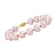 10-11mm Pink Cultured Pearl Bracelet with 14kt Yellow Gold