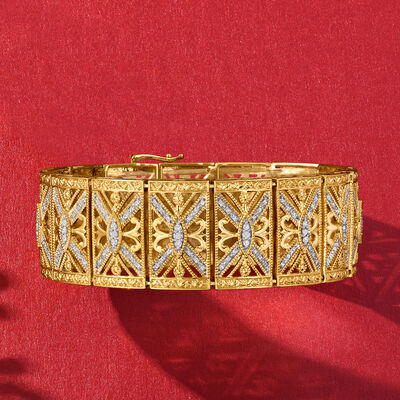1.00 ct. t.w. Diamond Art Deco-Style Bracelet in 18kt Gold Over Sterling