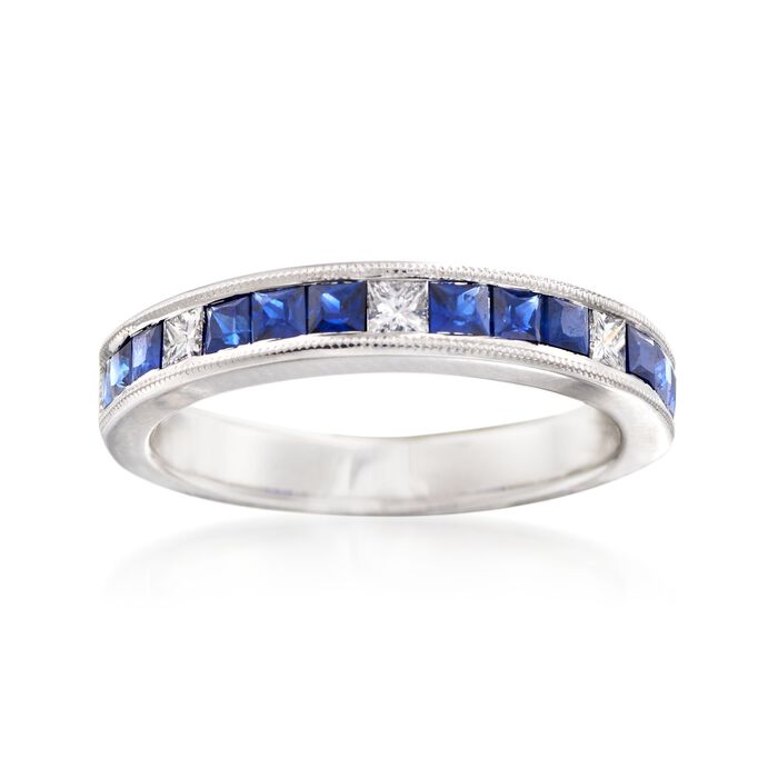 Gregg Ruth .90 ct. t.w. Sapphire and .20 ct. t.w. Diamond Ring in 18kt White Gold   