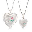 Sterling Silver Mom & Me Jewelry Set: Two &quot;I Love You&quot; Heart Locket Necklaces