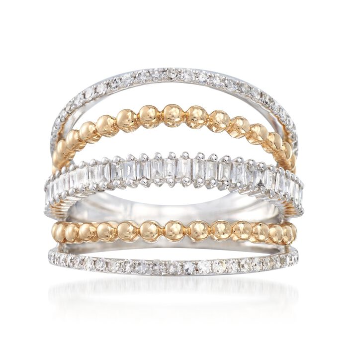 .60 ct. t.w. Diamond Open Multi-Row Ring in 14kt Two-Tone Gold