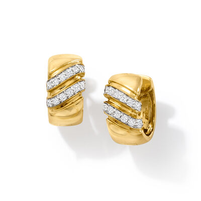.25 ct. t.w. Diamond Striped Hoop Earrings in 18kt Yellow Gold