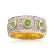 .90 ct. t.w. White Zircon and .70 ct. t.w. Emerald Ring in Two-Tone Sterling Silver