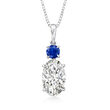 2.00 Carat Lab-Grown Diamond Pendant Necklace with .30 Carat Sapphire in 14kt White Gold