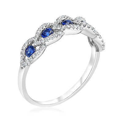 .50 ct. t.w. Sapphire and .20 ct. t.w. Diamond Ring in 18kt White Gold