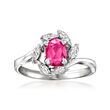 C. 1980 Vintage .69 Carat Ruby and .22 ct. t.w. Diamond Ring in Platinum