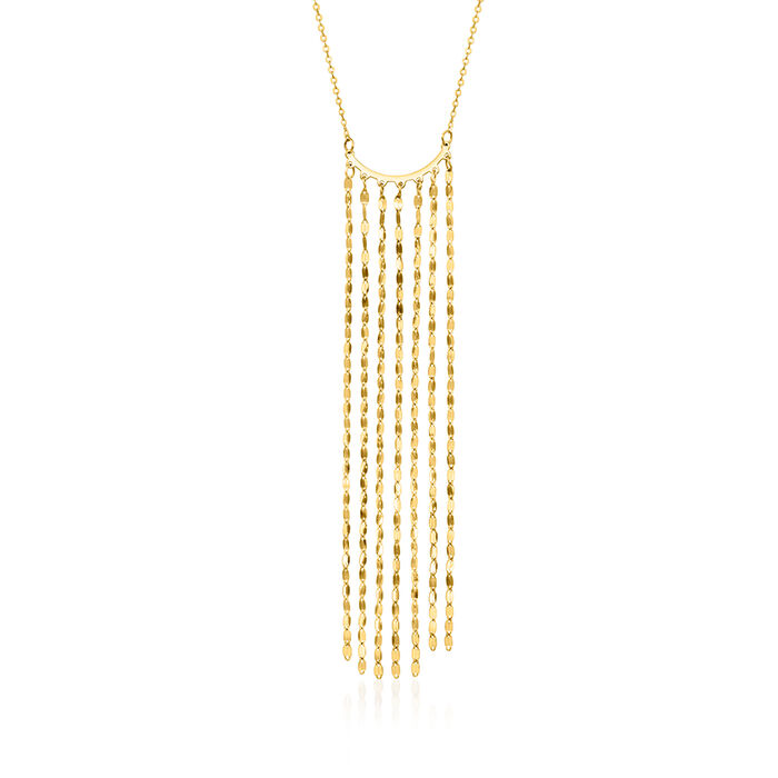 Italian 14kt Yellow Gold Lumachina-Chain Fringe Drop Necklace