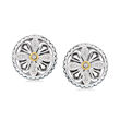 Andrea Candela &quot;Tesoro Gema&quot; Diamond-Accented Floral Earrings in Sterling Silver with 18kt Yellow Gold