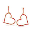 .80 ct. t.w. Ruby Heart Drop Earrings in 18kt Gold Over Sterling