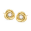 3.5-4mm Cultured Button Pearl Earrings in 14kt Yellow Gold