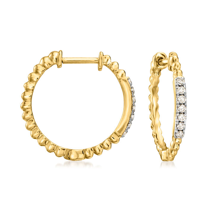 .15 ct. t.w. Diamond Beaded-Edge Hoop Earrings in 14kt Yellow Gold