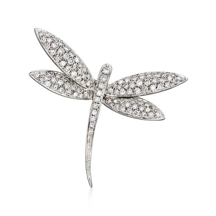 C. 1980 Vintage 1.71 ct. t.w. Diamond Dragonfly Pin in 18kt White Gold