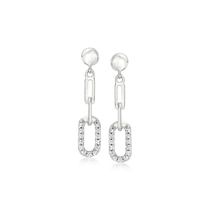 .12 ct. t.w. Diamond Paper Clip Link Drop Earrings in Sterling Silver