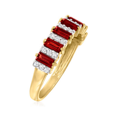.80 ct. t.w. Garnet and .17 ct. t.w. Diamond Ring in 14kt Yellow Gold